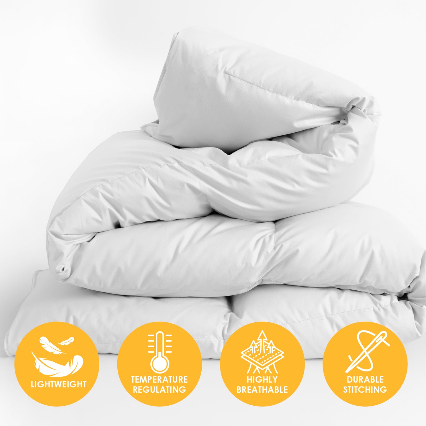 Casa Decor Silk Touch Quilt 360GSM All Seasons Antibacterial Hypoallergenic - King Single - White V160-10001664