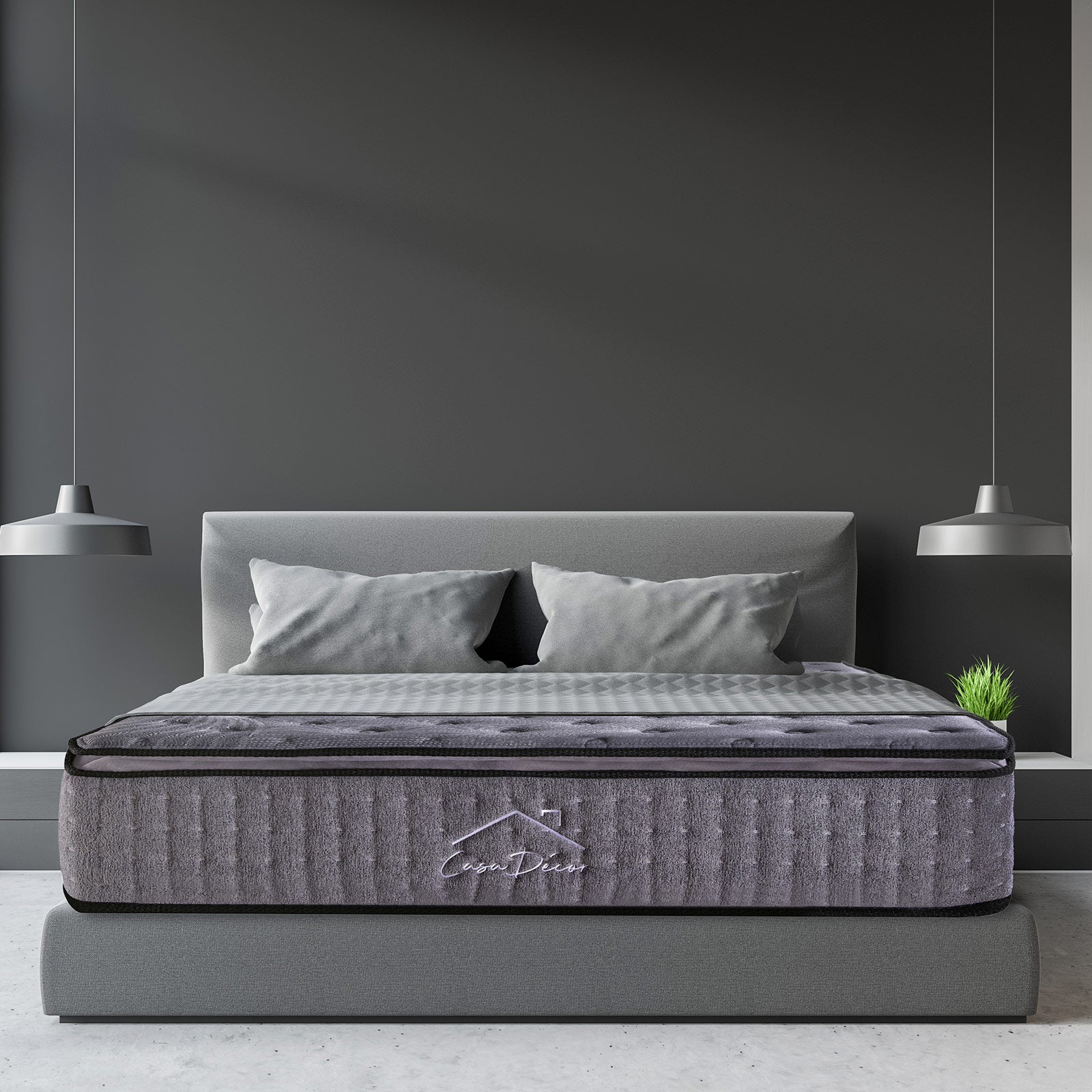Casa Decor Bamboo Charcoal Mattress Pocket Spring Pillowtop 5 Zone 32cm Depth - King Single - Charcoal V160-10001705