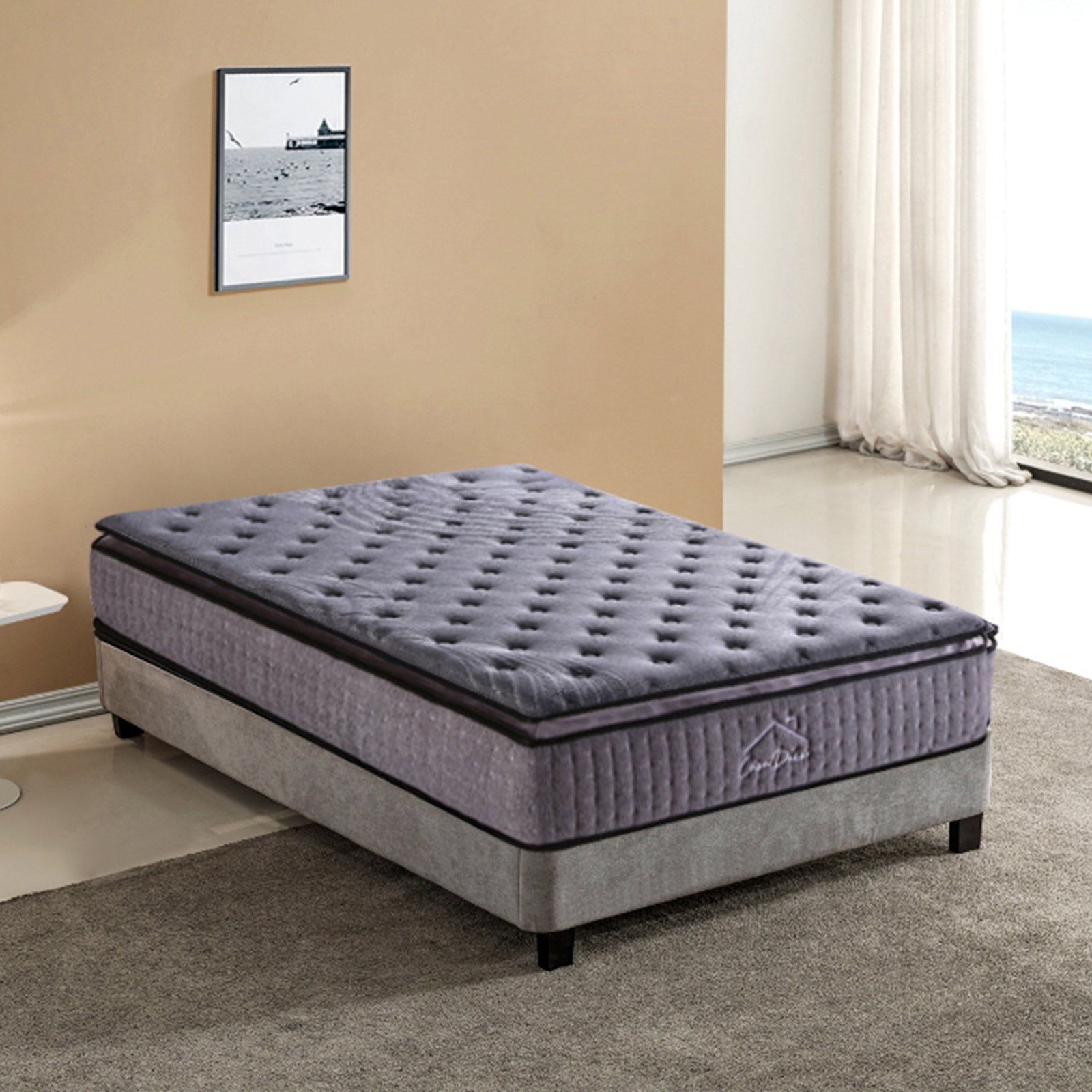 Casa Decor Bamboo Charcoal Mattress Pocket Spring Pillowtop 5 Zone 32cm Depth - King Single - Charcoal V160-10001705