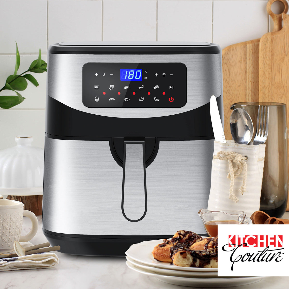 Kitchen Couture 12 Litre Air Fryer Multifunctional LCD One Touch Display Silver V160-10001717