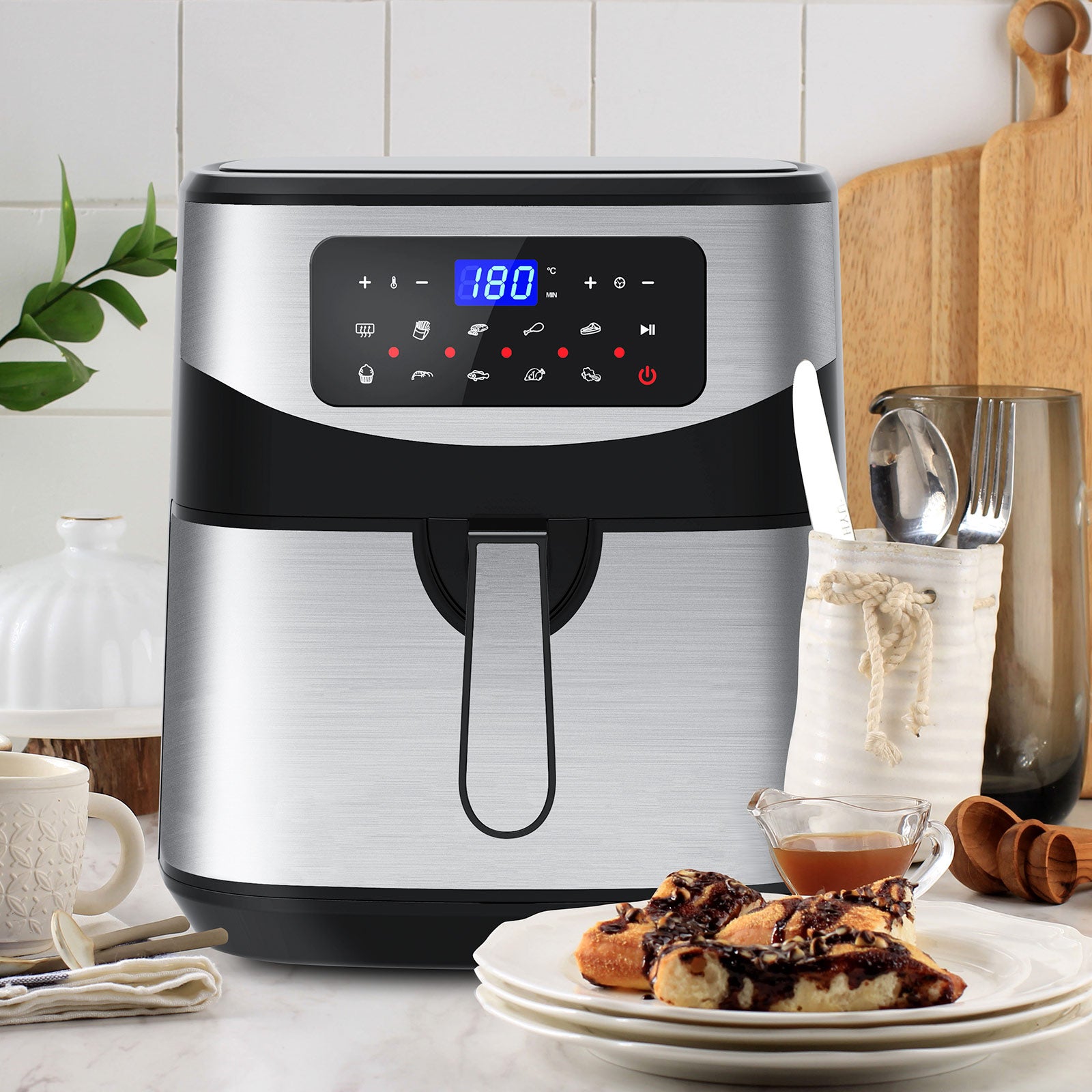 Kitchen Couture 12 Litre Air Fryer Multifunctional LCD One Touch Display Silver V160-10001717