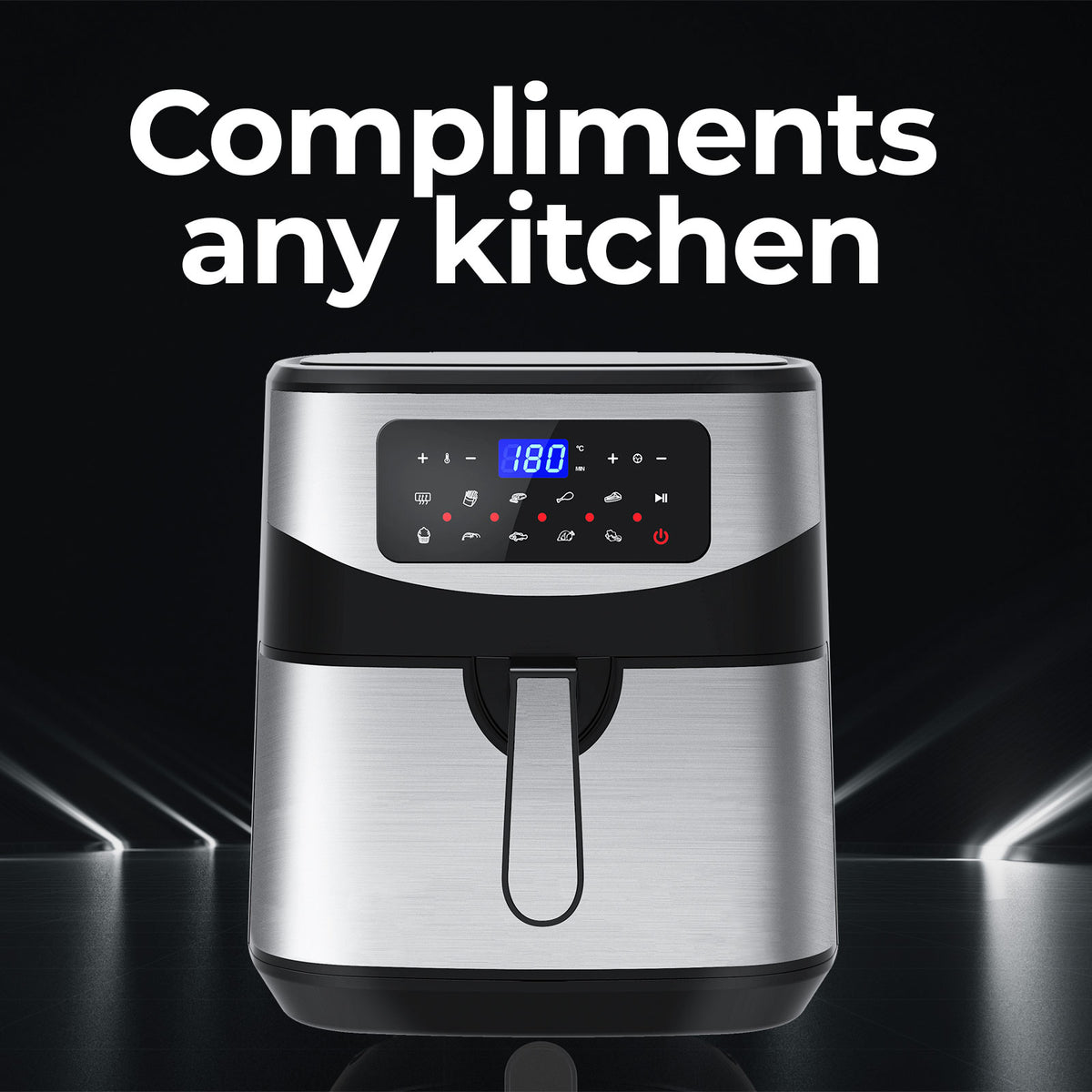 Kitchen Couture 12 Litre Air Fryer Multifunctional LCD One Touch Display Silver V160-10001717