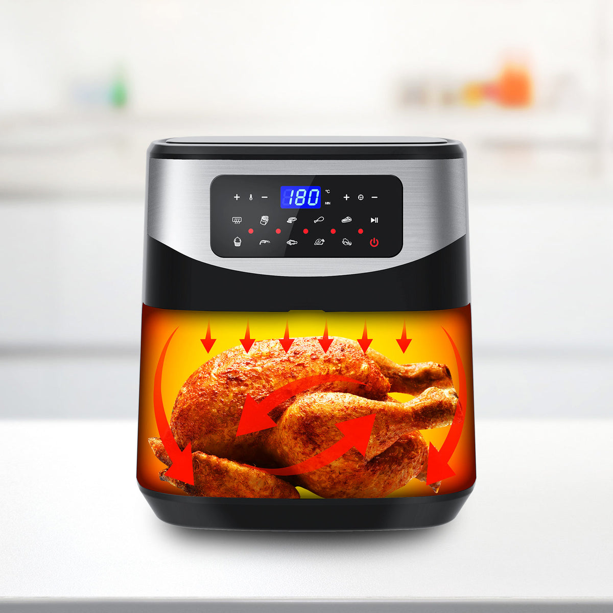 Kitchen Couture 12 Litre Air Fryer Multifunctional LCD One Touch Display Silver V160-10001717