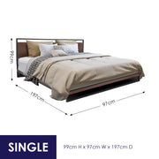 Milano Decor Azure Bed Frame With Headboard Black Wood Steel Platform Bed - Single - Black V160-10001723