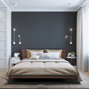 Milano Decor Azure Bed Frame With Headboard Black Wood Steel Platform Bed - Single - Black V160-10001723
