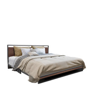 Milano Decor Azure Bed Frame With Headboard Black Wood Steel Platform Bed - Single - Black V160-10001723