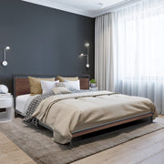 Milano Decor Azure Bed Frame With Headboard Black Wood Steel Platform Bed - Single - Black V160-10001723