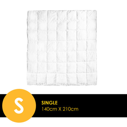 Royal Comfort Bamboo Blend Quilt 250GSM Luxury Duvet 100% Cotton Cover - Single - White V160-10001733