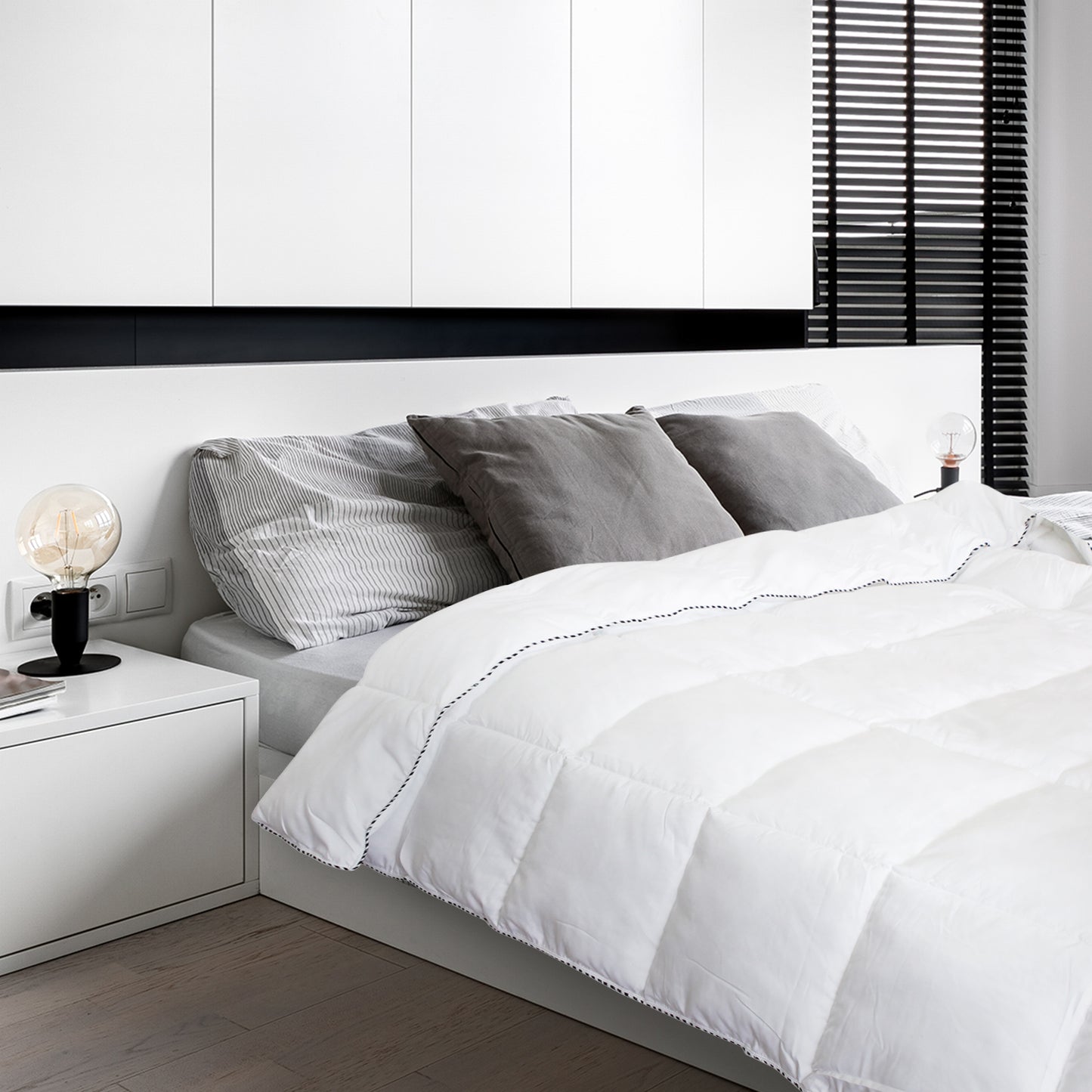 Royal Comfort Bamboo Blend Quilt 250GSM Luxury Duvet 100% Cotton Cover - King - White V160-10001736