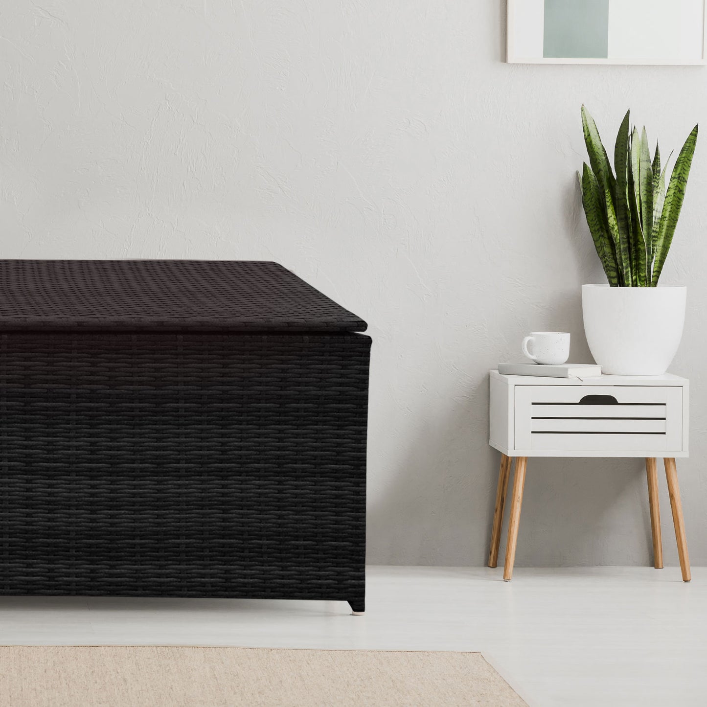 Arcadia Furniture Outdoor Rattan Storage Box Garden Toy Tools Shed UV Resistant - Black V160-10001756