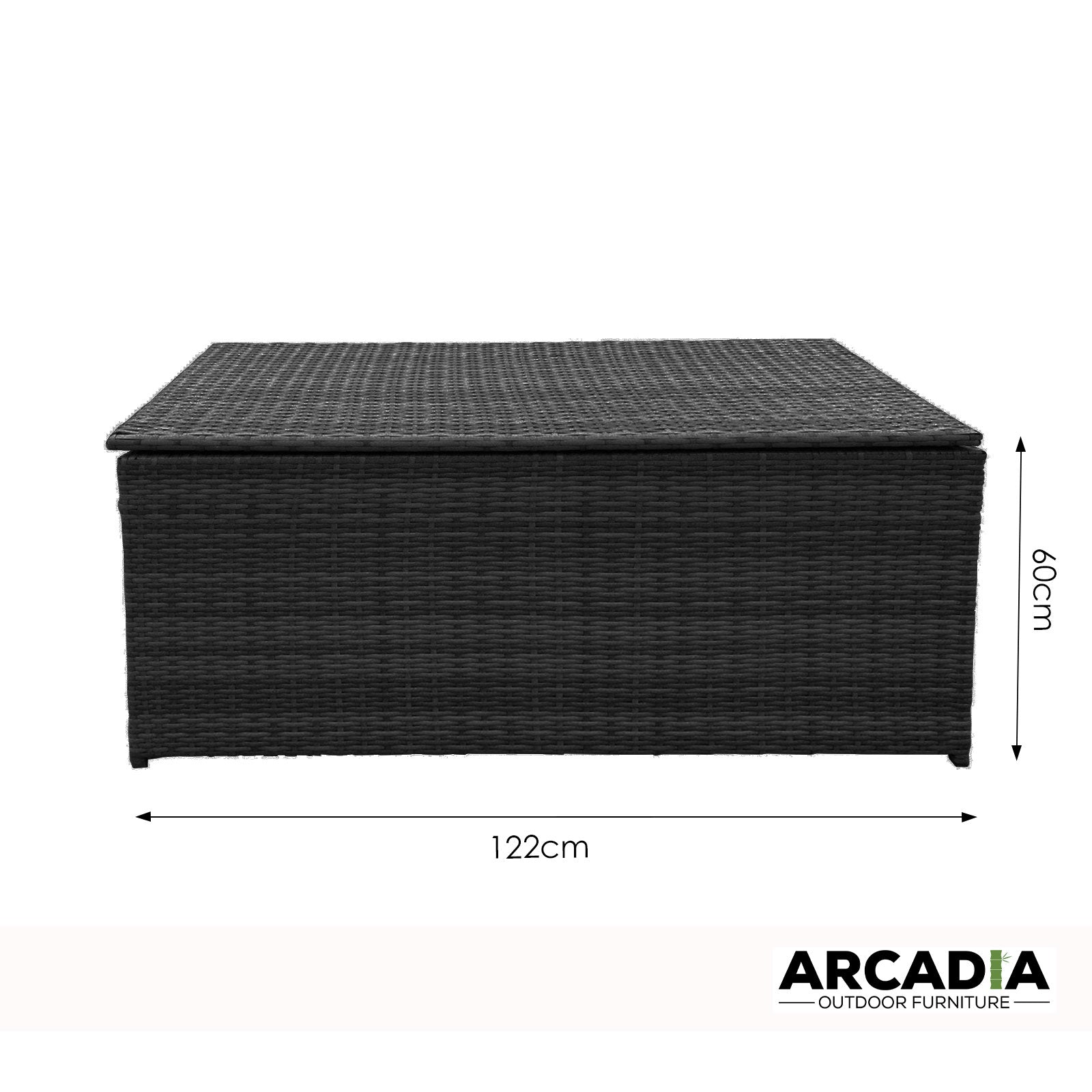 Arcadia Furniture Outdoor Rattan Storage Box Garden Toy Tools Shed UV Resistant - Black V160-10001756