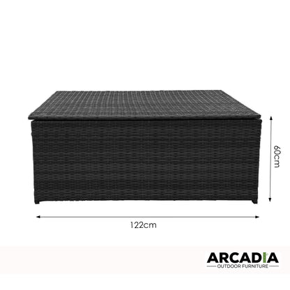 Arcadia Furniture Outdoor Rattan Storage Box Garden Toy Tools Shed UV Resistant - Black V160-10001756