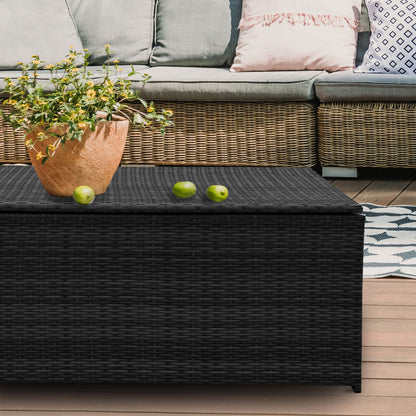 Arcadia Furniture Outdoor Rattan Storage Box Garden Toy Tools Shed UV Resistant - Black V160-10001756