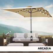 Arcadia Furniture Umbrella 3 Metre Umbrella with Solar LED Lights Garden Yard - Beige V160-10001771