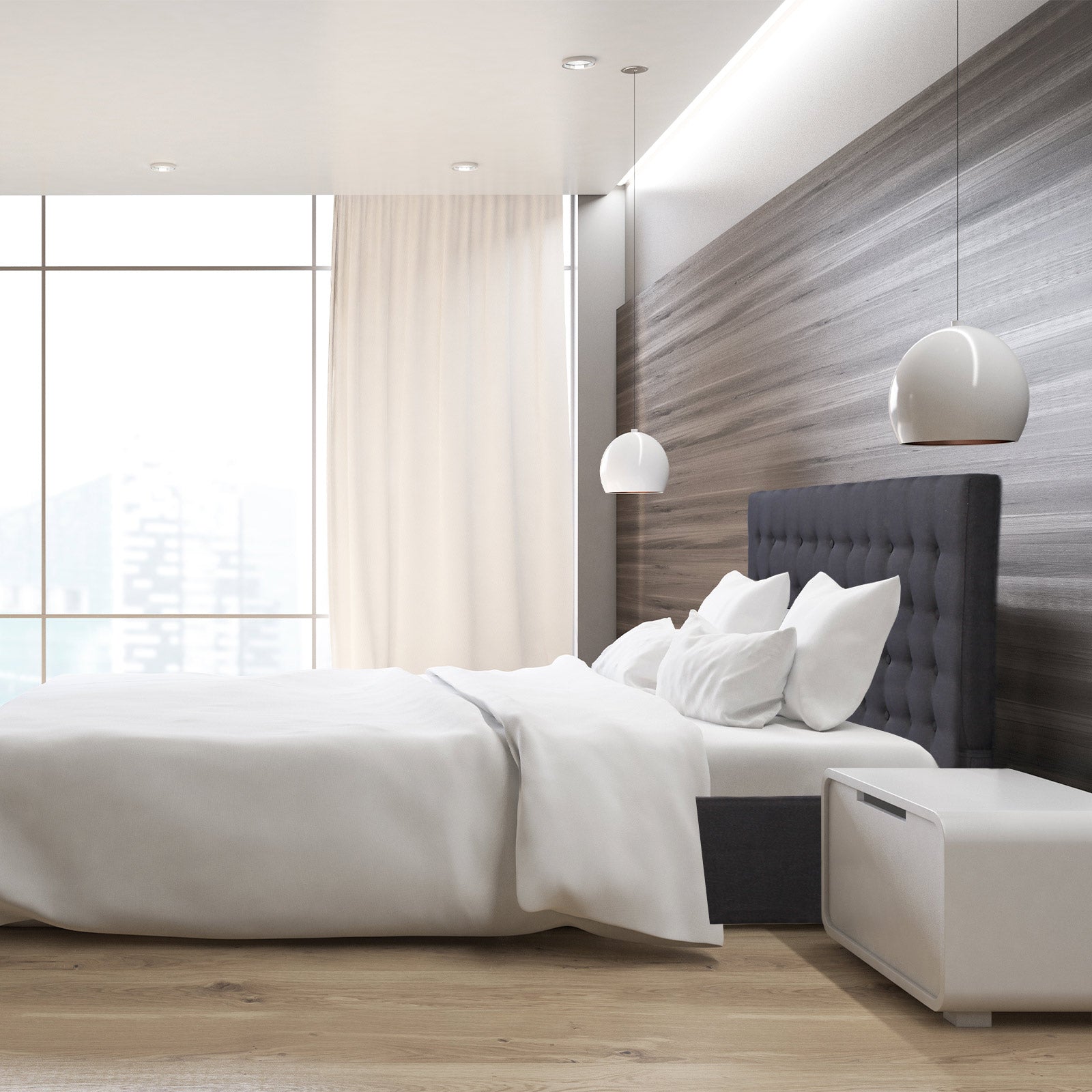 Milano Decor Eden Gas Lift Bed With Headboard Platform Storage Dark Grey Fabric - King Single - Dark Grey V160-10001885