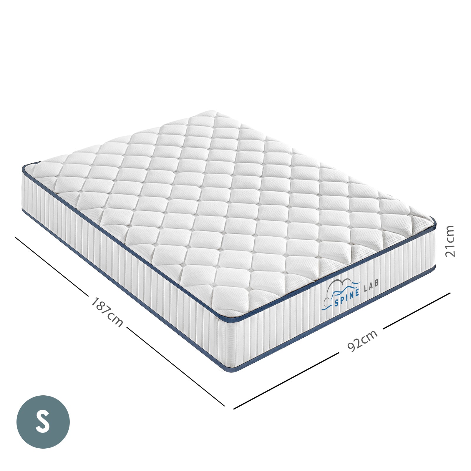 Spine-Lab Mattress 5 Zone 21cm Medium Firm Foam Bonnell Spring - Single - White V160-10001948