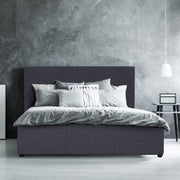 Milano Luxury Gas Lift Bed Frame Base And Headboard With Storage - Double - Charcoal