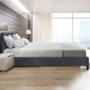 Milano Sienna Luxury Bed Frame Base And Headboard Solid Wood Padded Linen Fabric - Single - Charcoal V160-10002031