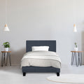 Milano Sienna Luxury Bed Frame Base And Headboard Solid Wood Padded Linen Fabric - Single - Charcoal V160-10002031
