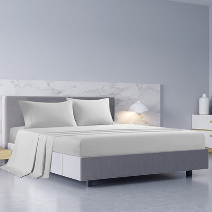 Royal Comfort 1000TC Hotel Grade Bamboo Cotton Sheets Pillowcases Set Ultrasoft - Queen - Cool Grey V160-10002046