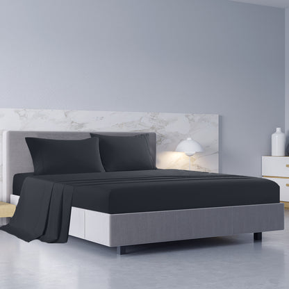Royal Comfort 1000TC Hotel Grade Bamboo Cotton Sheets Pillowcases Set Ultrasoft - Queen - Charcoal V160-10002047