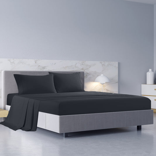 Royal Comfort 1000TC Hotel Grade Bamboo Cotton Sheets Pillowcases Set Ultrasoft - Queen - Charcoal V160-10002047