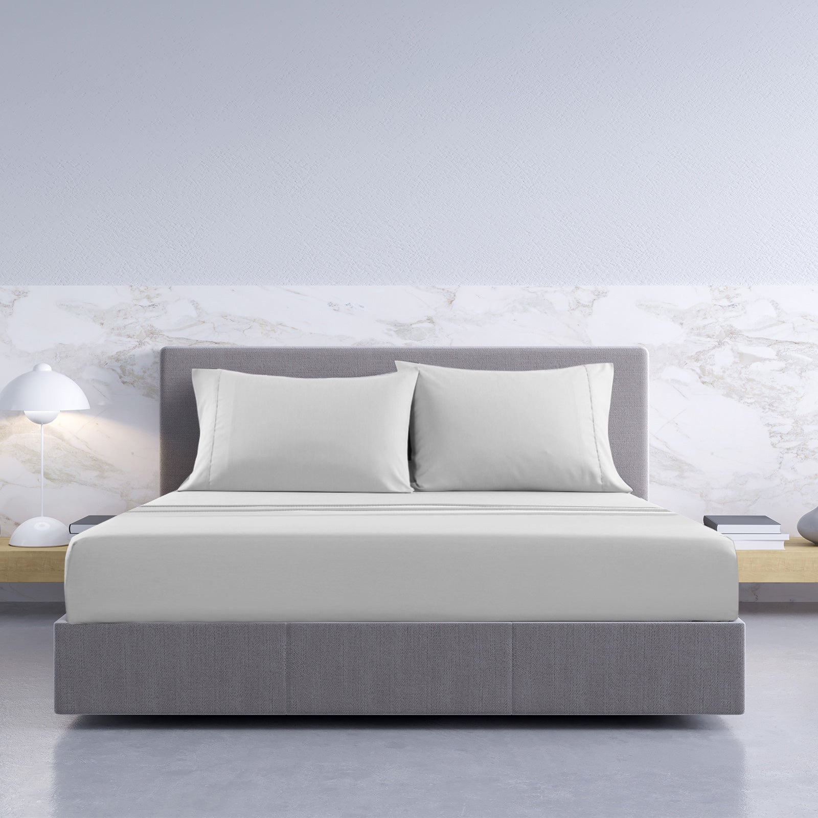 Royal Comfort 1000TC Hotel Grade Bamboo Cotton Sheets Pillowcases Set Ultrasoft - King - Cool Grey V160-10002051