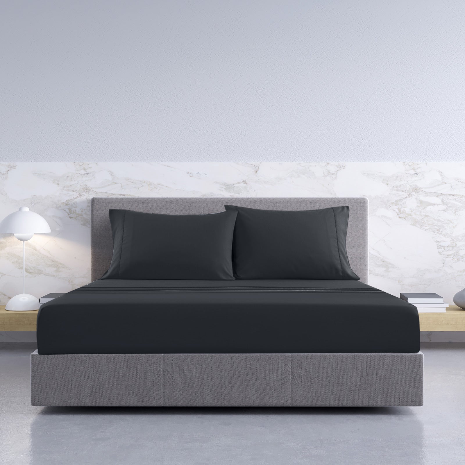 Royal Comfort 1000TC Hotel Grade Bamboo Cotton Sheets Pillowcases Set Ultrasoft - King - Charcoal V160-10002052