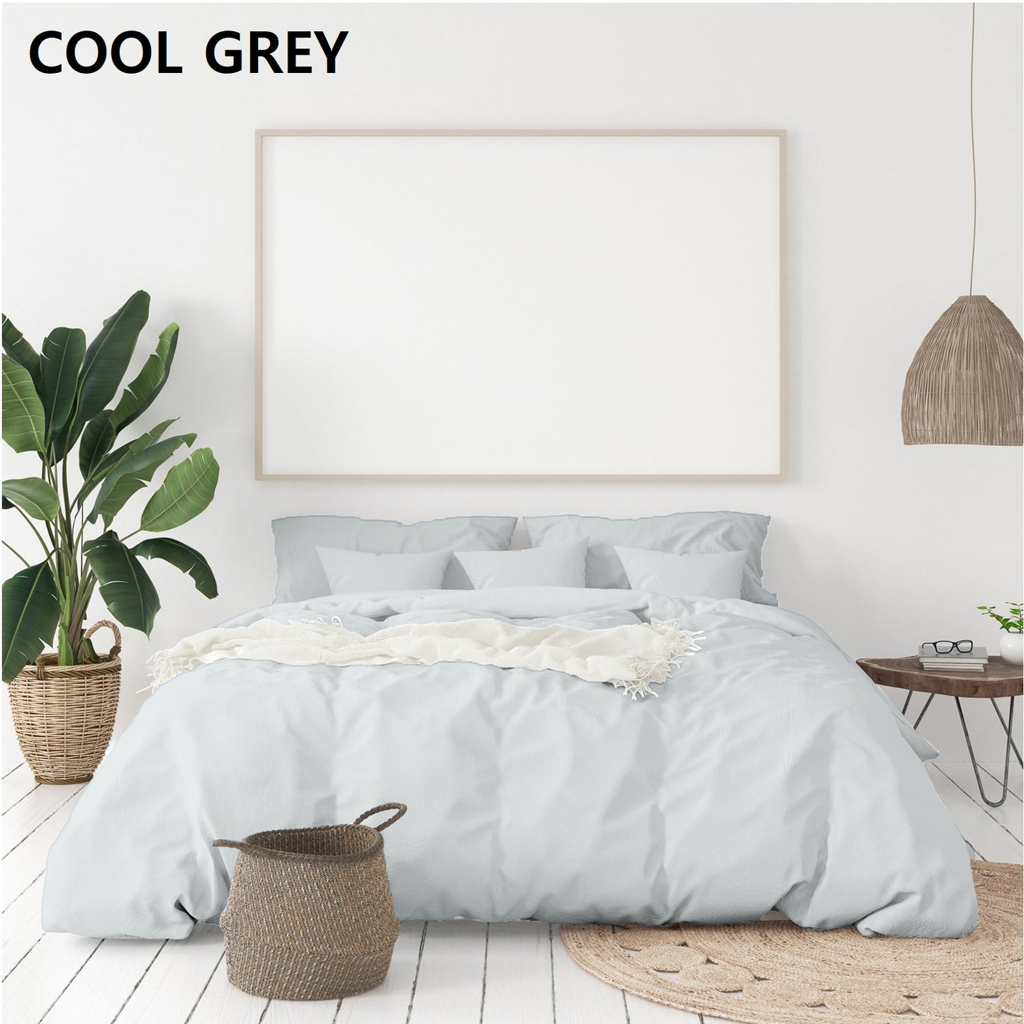 Balmain 1000 Thread Count Hotel Grade Bamboo Cotton Quilt Cover Pillowcases Set - King - Cool Grey V160-10002061