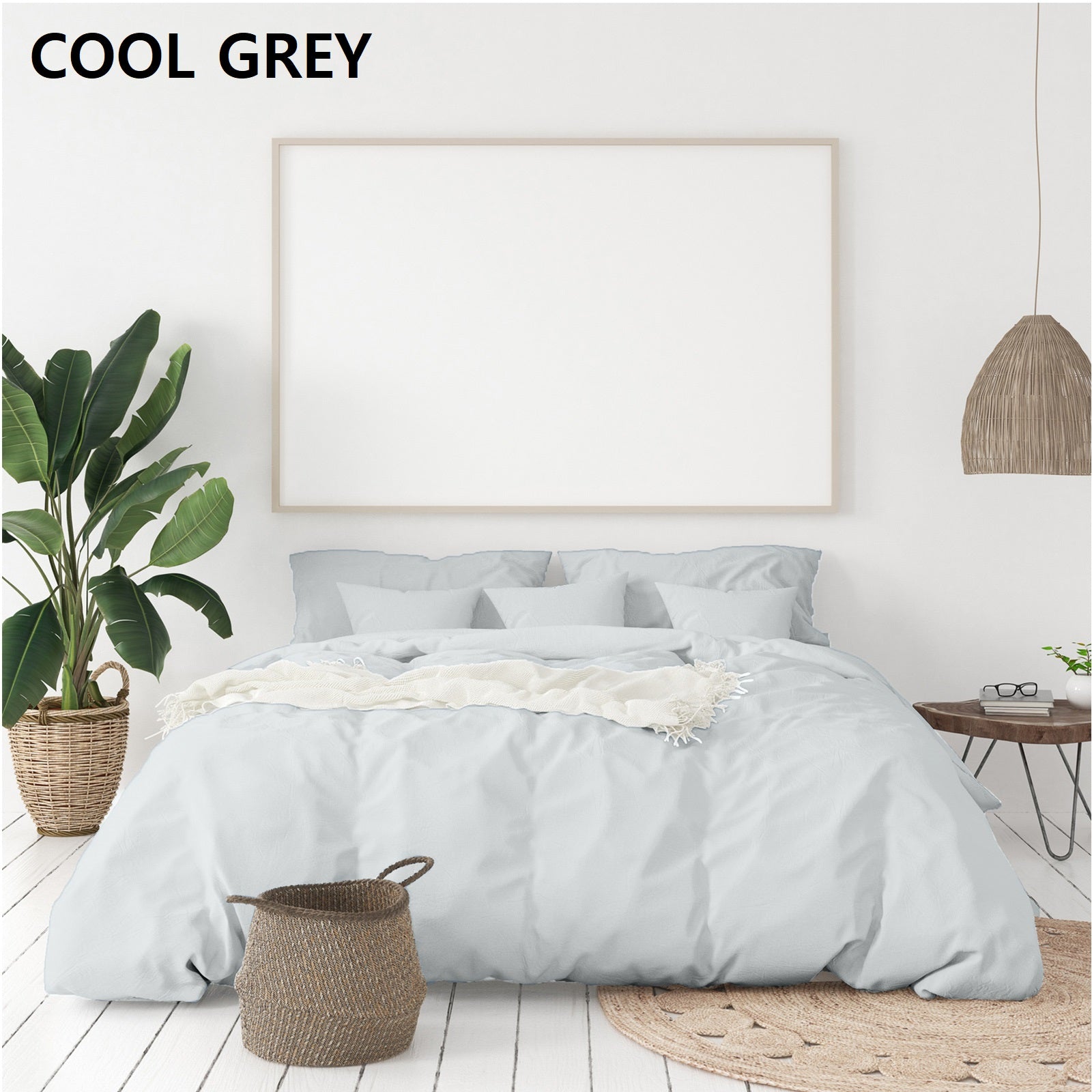 Balmain 1000 Thread Count Hotel Grade Bamboo Cotton Quilt Cover Pillowcases Set - King - Cool Grey V160-10002061