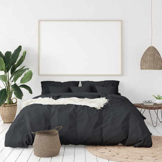 Balmain 1000 Thread Count Hotel Grade Bamboo Cotton Quilt Cover Pillowcases Set - King - Charcoal V160-10002062