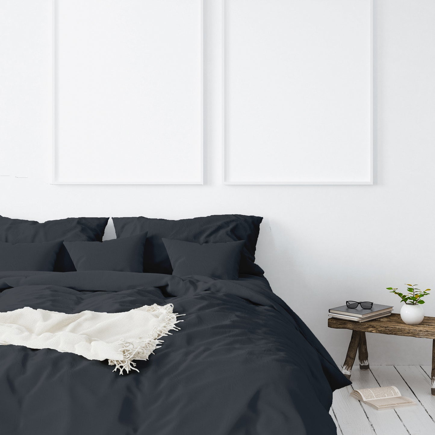 Balmain 1000 Thread Count Hotel Grade Bamboo Cotton Quilt Cover Pillowcases Set - King - Charcoal V160-10002062
