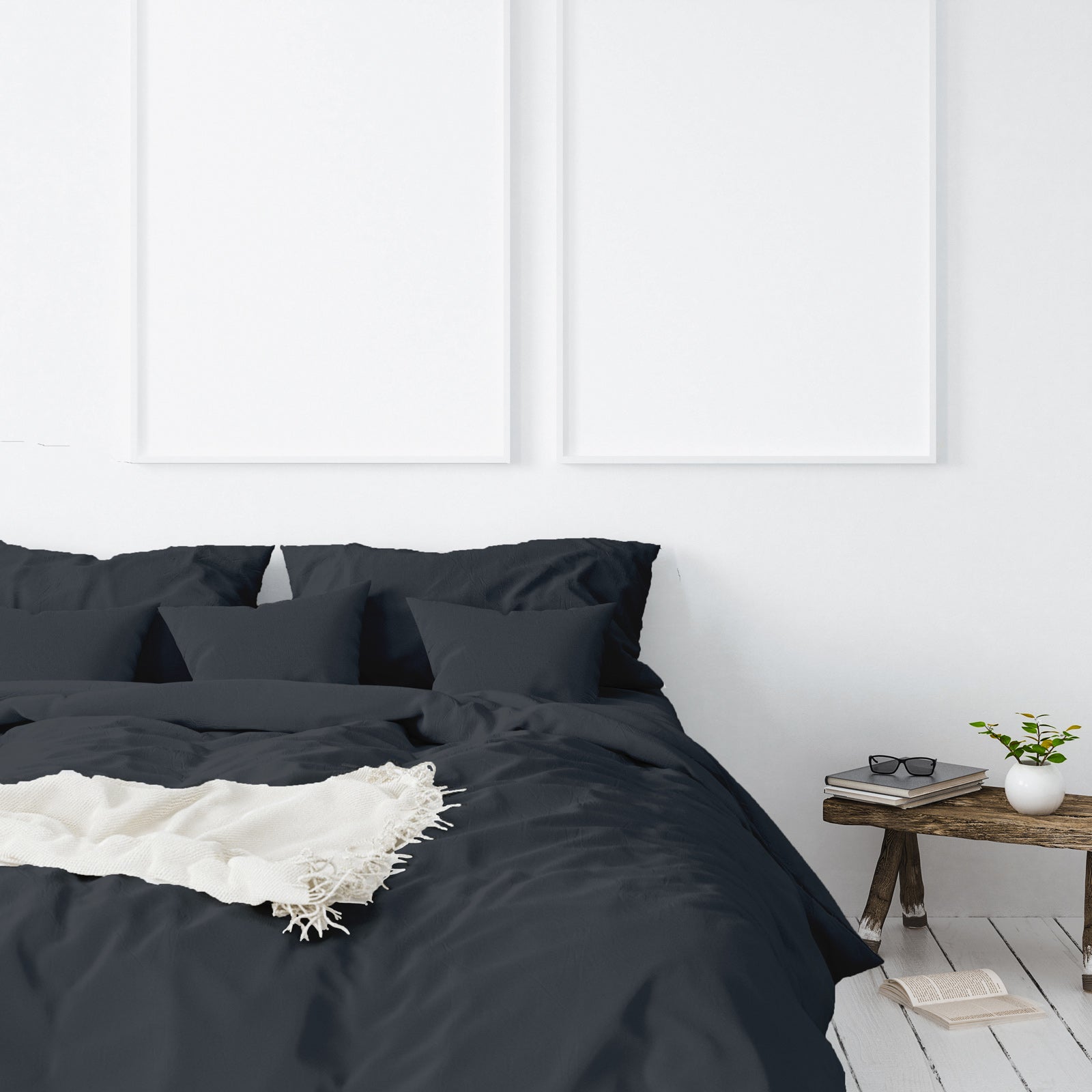 Balmain 1000 Thread Count Hotel Grade Bamboo Cotton Quilt Cover Pillowcases Set - King - Charcoal V160-10002062