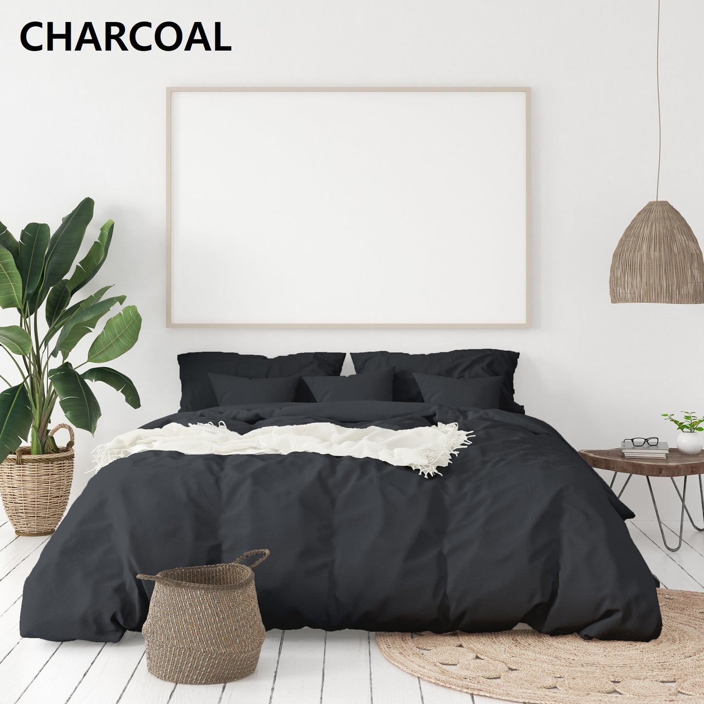 Balmain 1000 Thread Count Hotel Grade Bamboo Cotton Quilt Cover Pillowcases Set - King - Charcoal V160-10002062