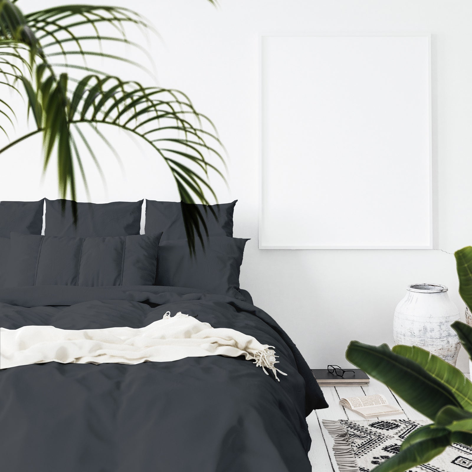 Balmain 1000 Thread Count Hotel Grade Bamboo Cotton Quilt Cover Pillowcases Set - King - Charcoal V160-10002062
