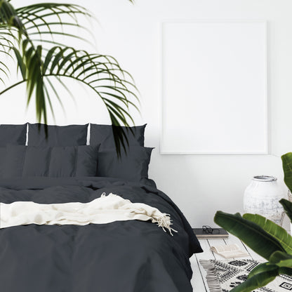 Balmain 1000 Thread Count Hotel Grade Bamboo Cotton Quilt Cover Pillowcases Set - King - Charcoal V160-10002062