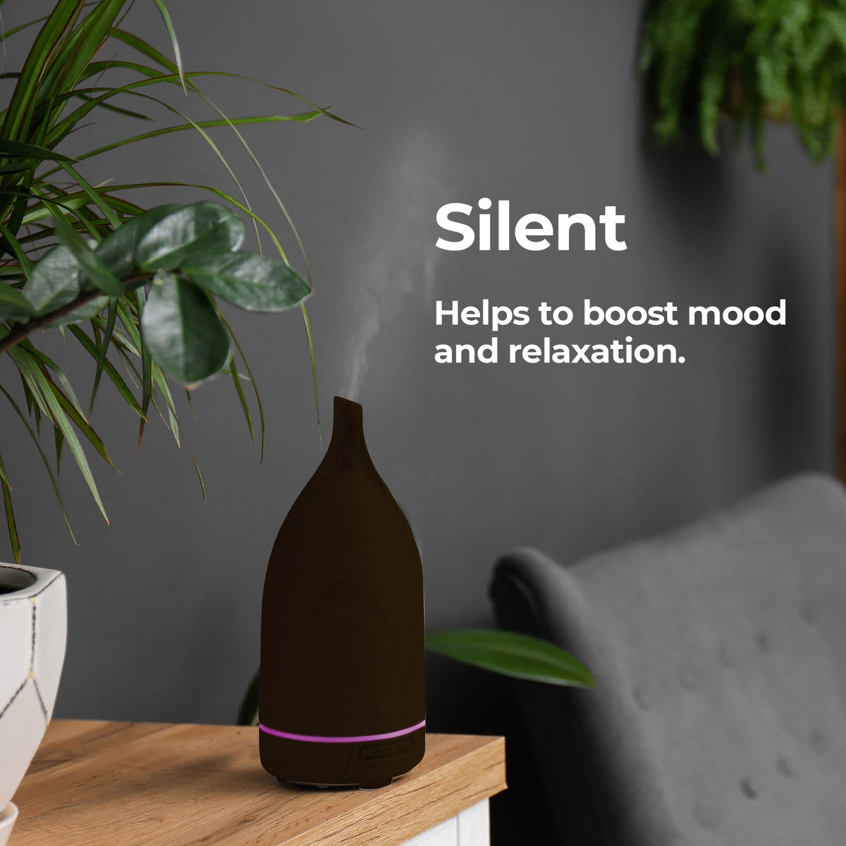 Milano Decor Aroma Diffuser 100ml Ultrasonic Humidifier Purifier And 3 Pack Oils - Dark Wood V160-10002218