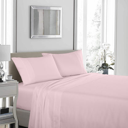 Royal Comfort 1200 Thread Count Sheet Set 4 Piece Ultra Soft Satin Weave Finish - Queen - Soft Pink V160-10002279