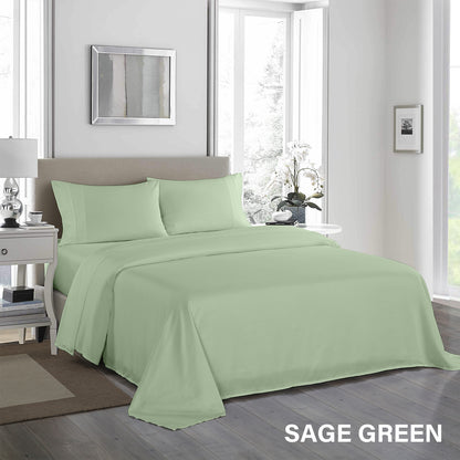 Royal Comfort 1200 Thread Count Sheet Set 4 Piece Ultra Soft Satin Weave Finish - King - Sage Green V160-10002281