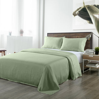 Royal Comfort Bamboo Blended Sheet & Pillowcases Set 1000TC Ultra Soft Bedding - Queen - Sage Green V160-10002284