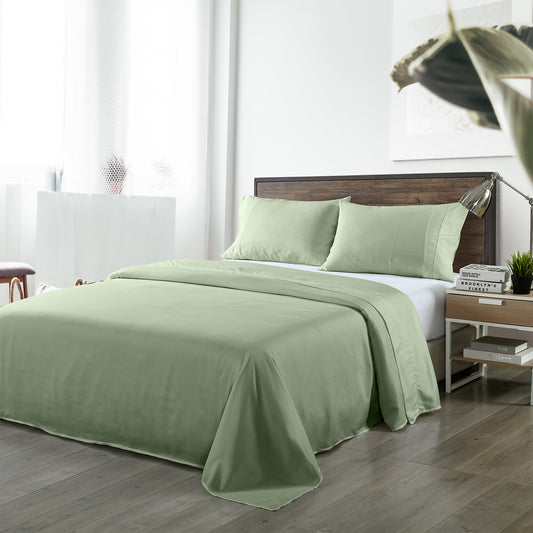 Royal Comfort Bamboo Blended Sheet & Pillowcases Set 1000TC Ultra Soft Bedding - Queen - Sage Green V160-10002284