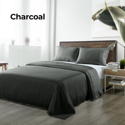 Royal Comfort Bamboo Blended Sheet & Pillowcases Set 1000TC Ultra Soft Bedding - Queen - Charcoal V160-10002287