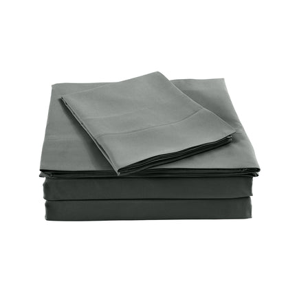 Royal Comfort Bamboo Blended Sheet & Pillowcases Set 1000TC Ultra Soft Bedding - King - Charcoal V160-10002293