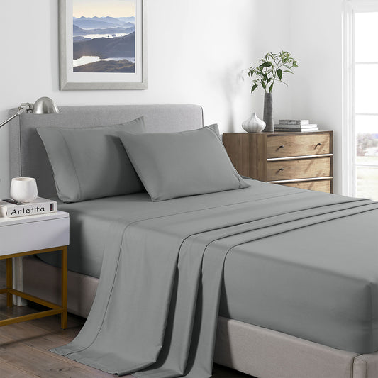 Royal Comfort 2000 Thread Count Bamboo Cooling Sheet Set Ultra Soft Bedding - Single - Mid Grey V160-10002297