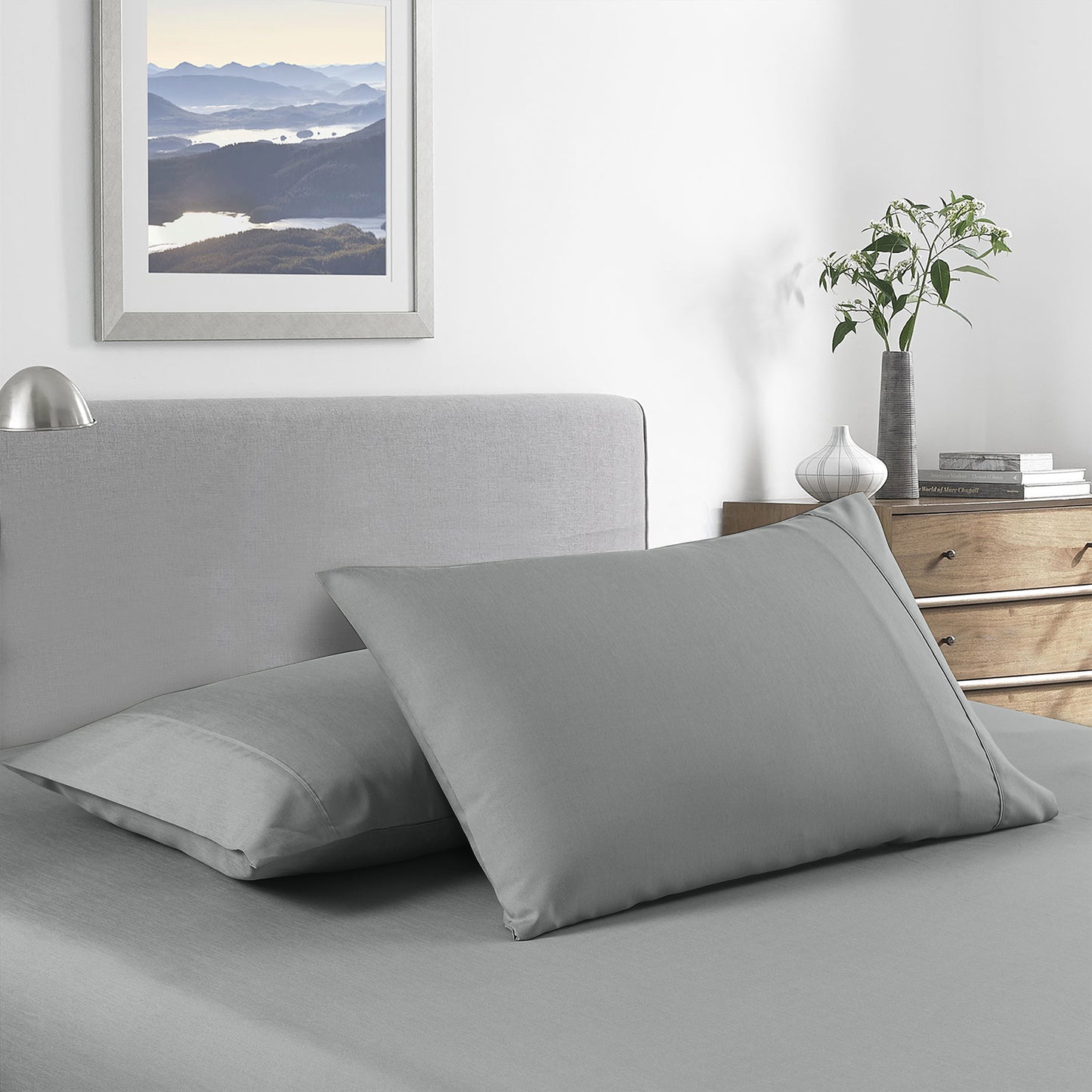 Royal Comfort 2000 Thread Count Bamboo Cooling Sheet Set Ultra Soft Bedding - Single - Mid Grey V160-10002297