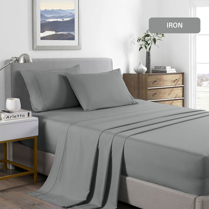 Royal Comfort 2000 Thread Count Bamboo Cooling Sheet Set Ultra Soft Bedding - Queen - Mid Grey V160-10002305
