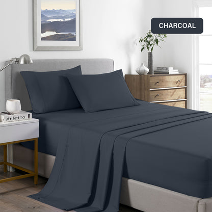 Royal Comfort 2000 Thread Count Bamboo Cooling Sheet Set Ultra Soft Bedding - Queen - Charcoal V160-10002306