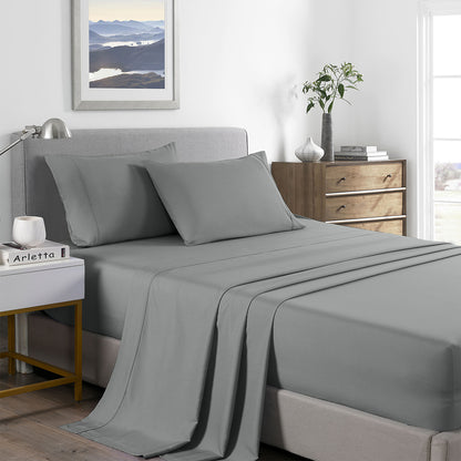 Royal Comfort 2000 Thread Count Bamboo Cooling Sheet Set Ultra Soft Bedding - King - Mid Grey V160-10002309