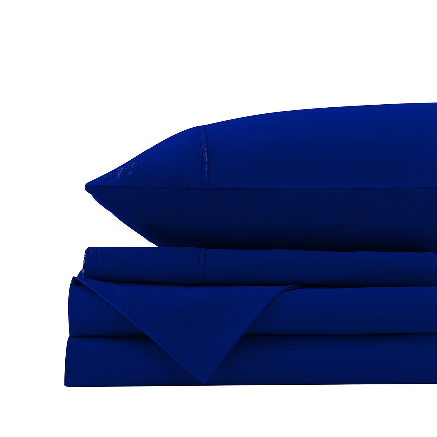 Royal Comfort Vintage Washed 100% Cotton Sheet Set Fitted Flat Sheet Pillowcases - Double - Royal Blue V160-10002573