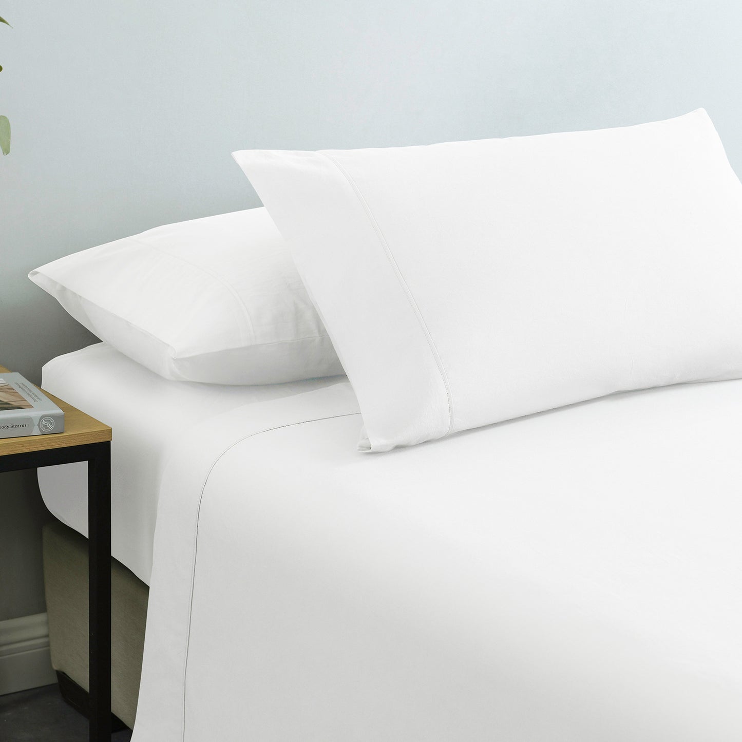 Royal Comfort Vintage Washed 100% Cotton Sheet Set Fitted Flat Sheet Pillowcases - King - White V160-10002582